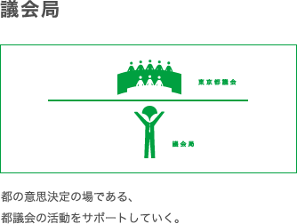 議会局　都の意思決定の場である、都議会の活動をサポートしていく。